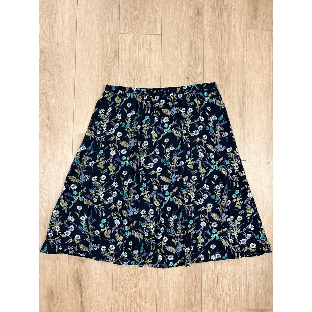 Y2K White Stag Navy Blue Reversible Floral Polka Dot Skirt XL 16/18 WS187000B